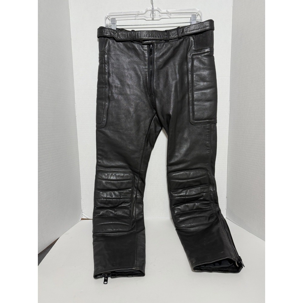 VTG 80s Harley Davidson Hein Gericke Leather Pants Men 34 Black Padded Biker 151